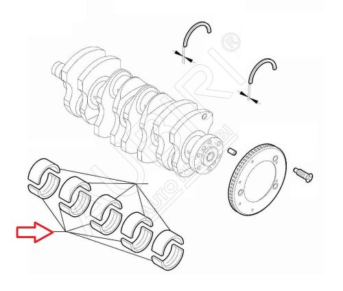 Hlavní ložisko kliky Fiat Ducato od 2021 2,2D 1,832-1,836 spodní, modré