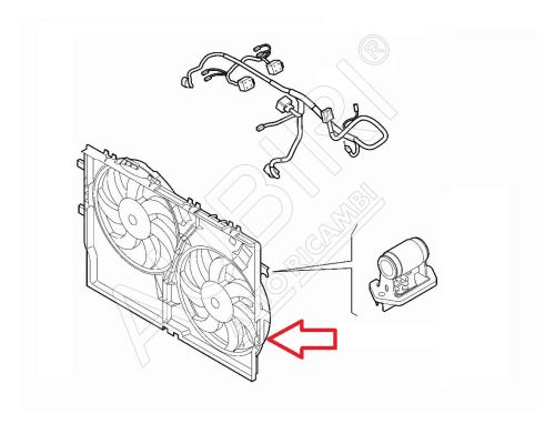 Ventilator chlazení motoru Fiat Ducato od 2021, 2x relé a odpor, automatická převodovka