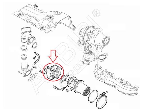 Škrtící klapka Fiat Ducato od 2021 2,2D, Doblo 2016-2021 1,6D - nízkotlaký okruh