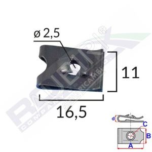 Montážní příchytka 2,5mm, 25 ks v balení