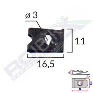 Montážní příchytka 3,0mm, 25 ks v balení