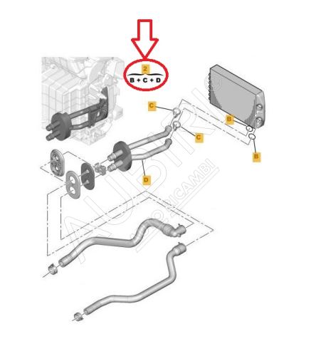 Potrubí radiátoru topení Citroën Berlingo, Peugeot Partner 2008-2018