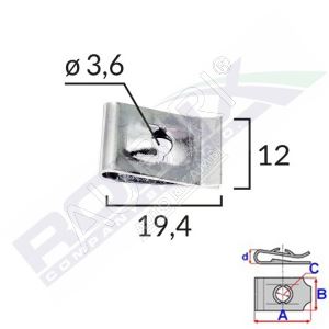 Montážní příchytka 3,6mm, 25 ks v balení