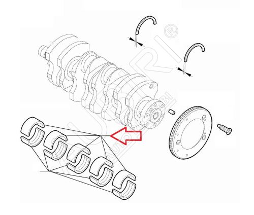 Hlavní ložisko kliky Fiat Doblo 2010-2023, Ducato od 2011 2,0/2,2D 1,838-1,842 žluté CN3