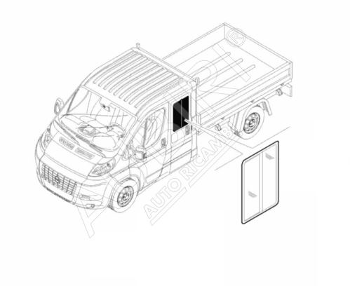 Sklo dveří Fiat Ducato 2006- zadní levé, valník, dvojkabina