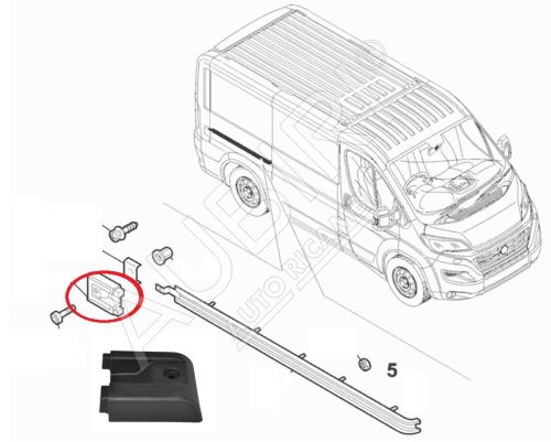 Koncovka kolejnice posuvných dveří Fiat Ducato od 2014 pravá střední