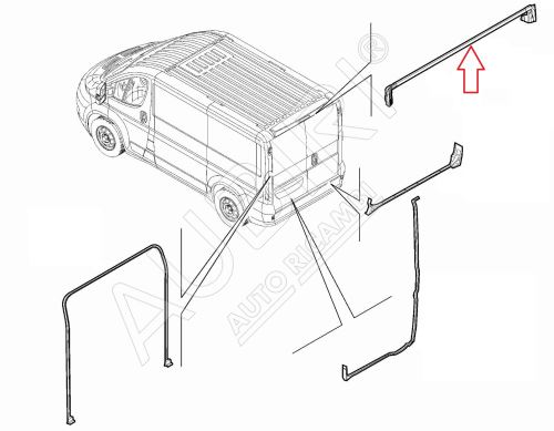 Těsnící guma dveří Fiat Ducato, Jumper, Boxer od 2006 vrchní na zadní pravé dveře, H1