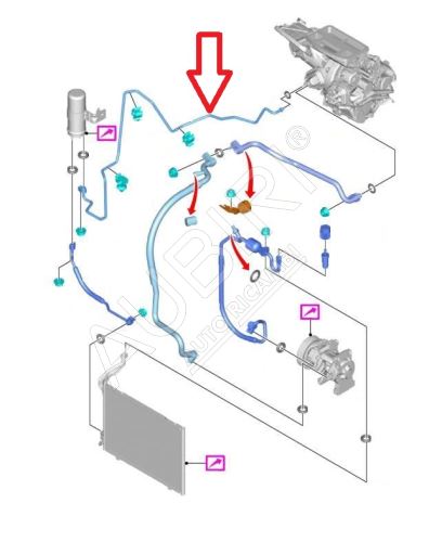 Trubka klimatizace Ford Transit Courier 2014-2018 do topení