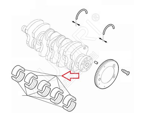 Hlavní ložisko kliky Fiat Doblo 2010-2023, Ducato od 2011 2,0/2,2D 1,835-1,839 modré BN2