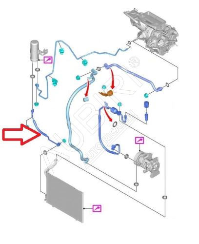 Trubka klimatizace Ford Transit Courier 2014-2018 z chladiče