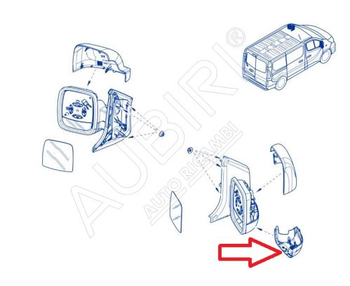 Kryt zpětného zrcátka Renault Trafic od 2021 pravý, spodní